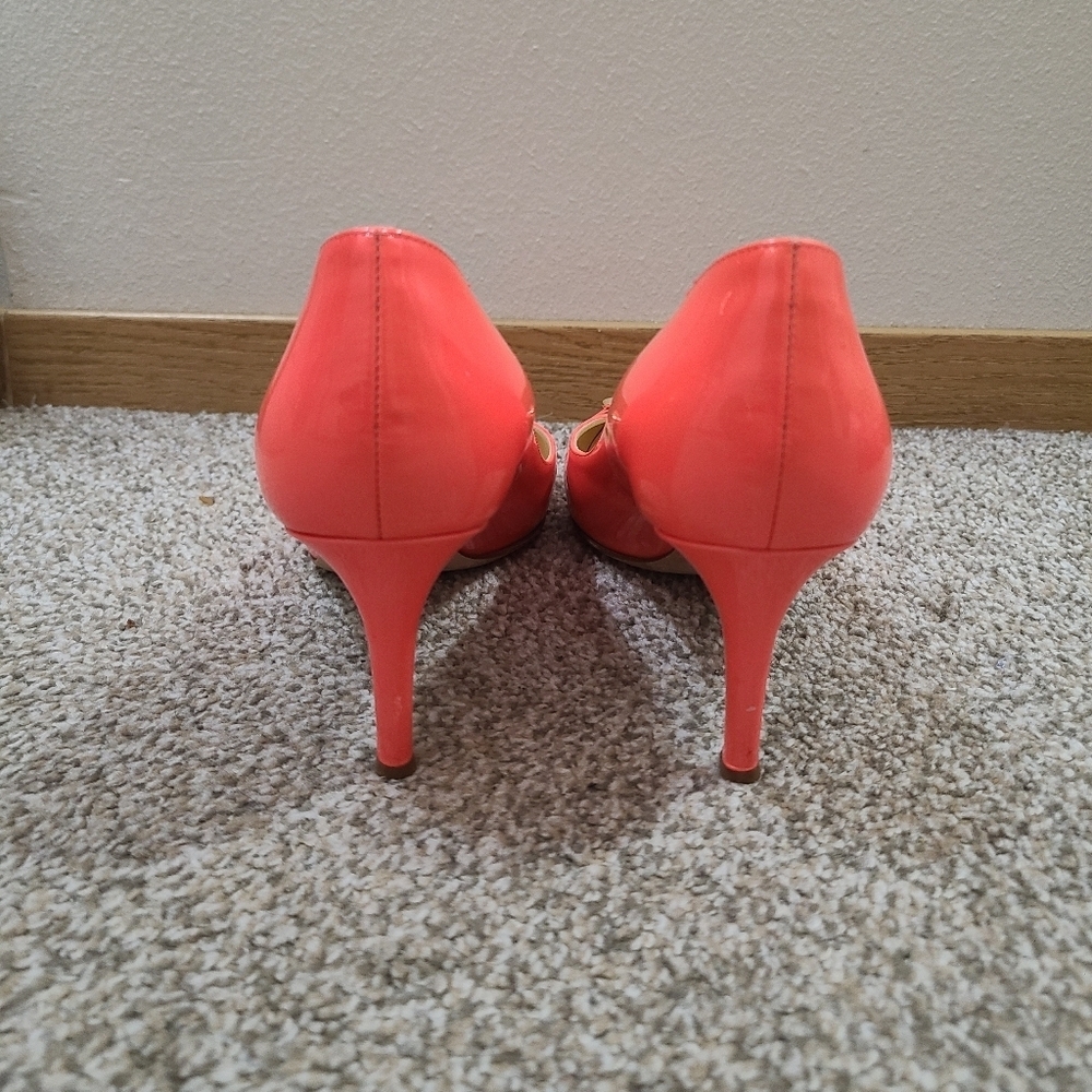 Kate Spade Catia Geranium Salmon Coral Patent Bow Barbiecore Heels Pumps - Picture 5 of 9